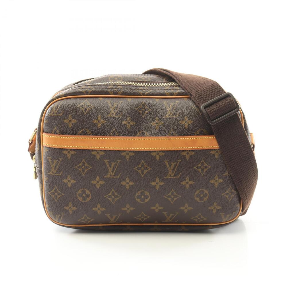 Louis Vuitton Reporter Shoulder Bag Canvas Leather Monogram Brown